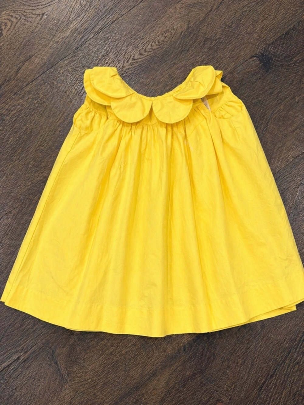 Jacadi Yellow Scalloped Collar Cotton Dress